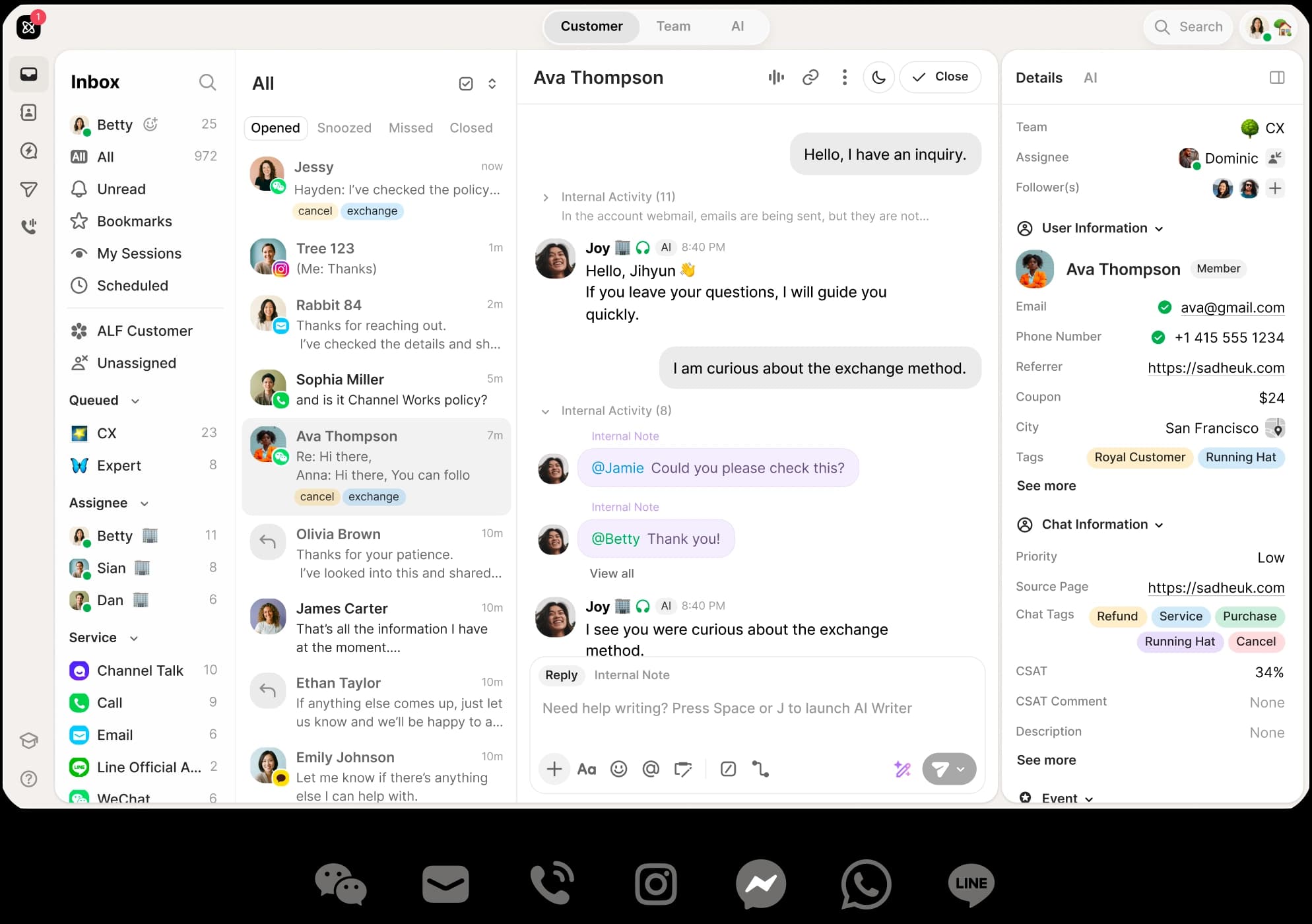 Unified inbox with WeChat