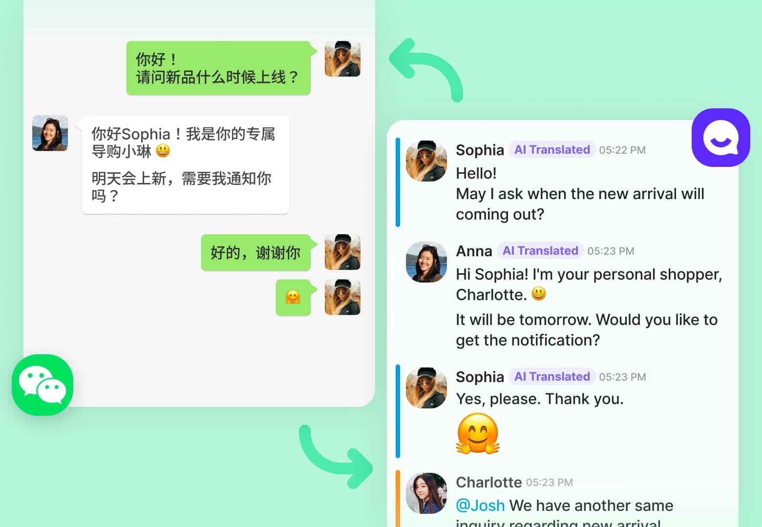 WeChat conversation in Channel Talk